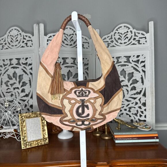 Juicy Couture Pink/Brown Patchwork Shoulder Bag HTF Rare